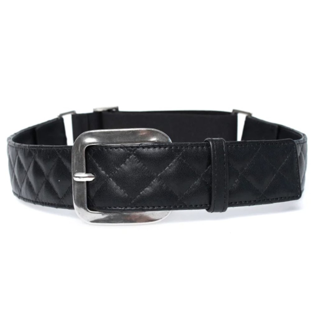 SUZI ROHER Quilted Leather Belt in Black